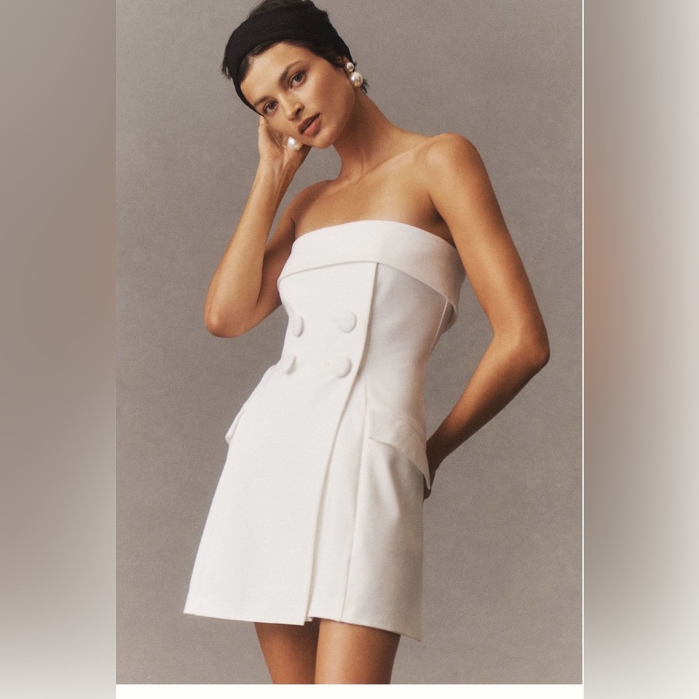 BHLDN strapless tuxedo mini dress